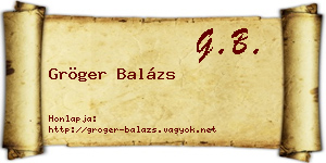 Gröger Balázs névjegykártya